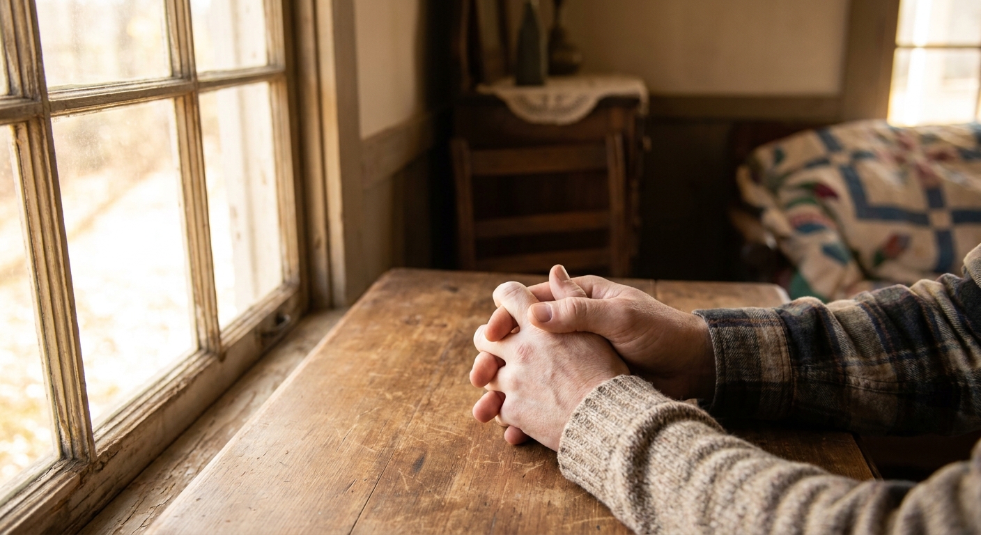 Two hands holding each other across a table in natural light, representing support in a challenging relationship